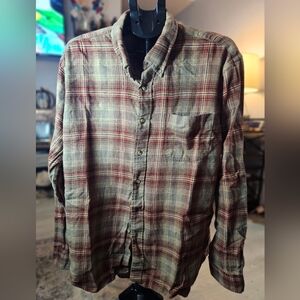 Arrow Men's Brown and Red Plaid Button-Down Shirt Sz Xl 2-1009